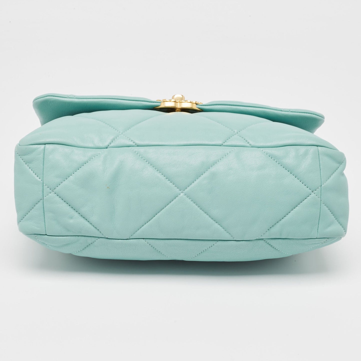 CHANEL Light Blue Quilted Leather Large 19 Flap Bag