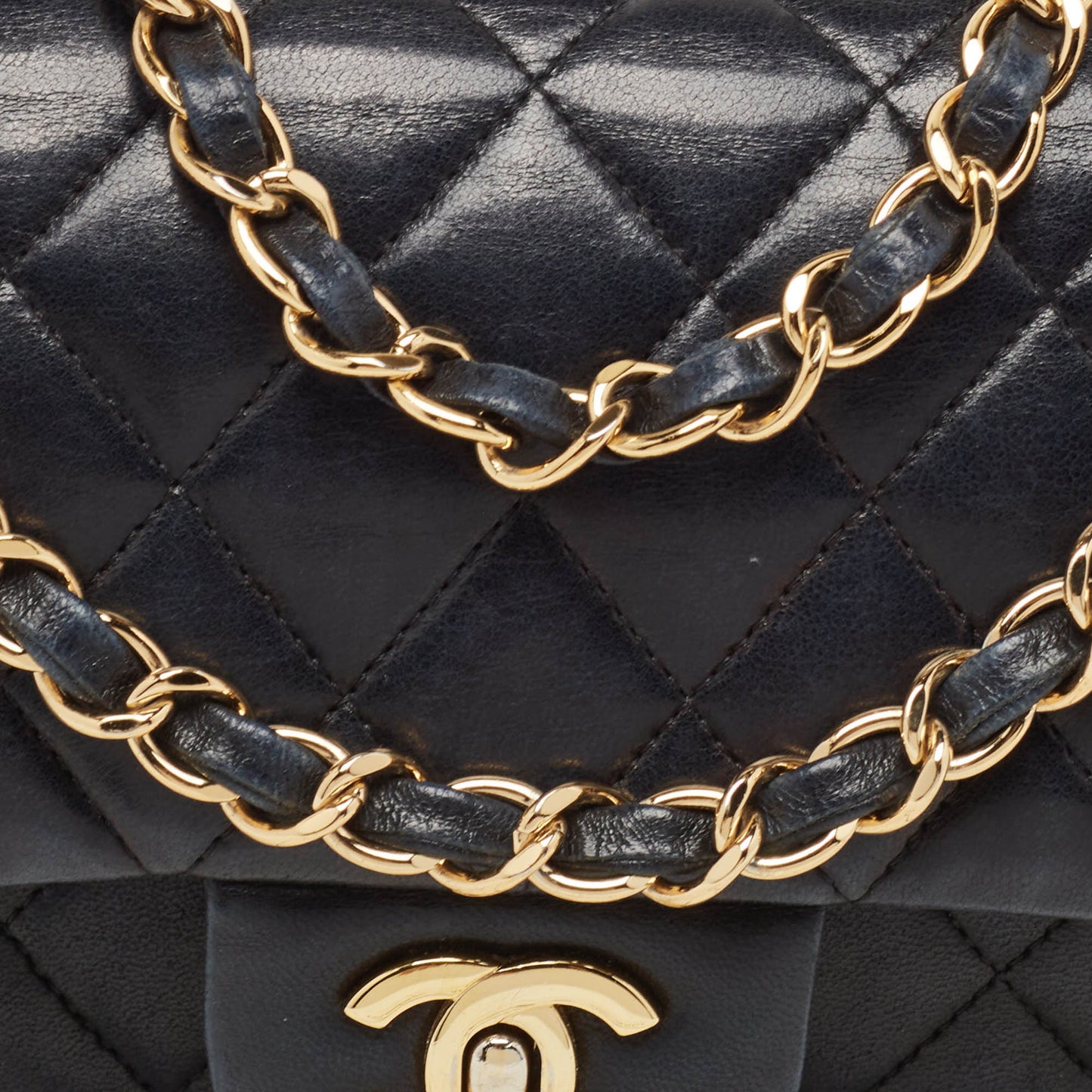 CHANEL Black Quilted Leather Small Classic Double Flap Bag