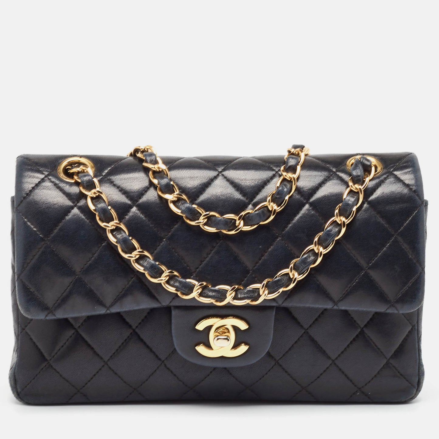 CHANEL Black Quilted Leather Small Classic Double Flap Bag