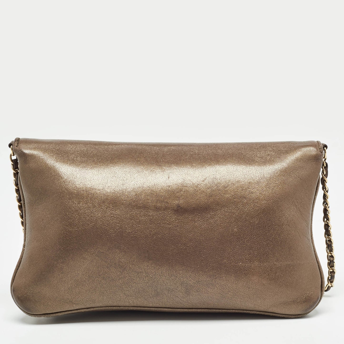 CHANEL Olive Green Quilted Leather Reissue Lock Chain Clutch