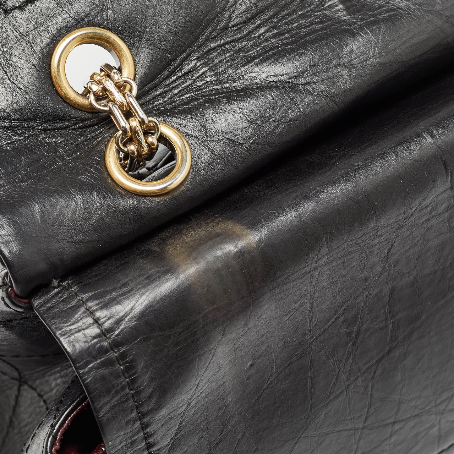 CHANEL Black Quilted Aged Leather 227 Reissue 2.55 Flap Bag
