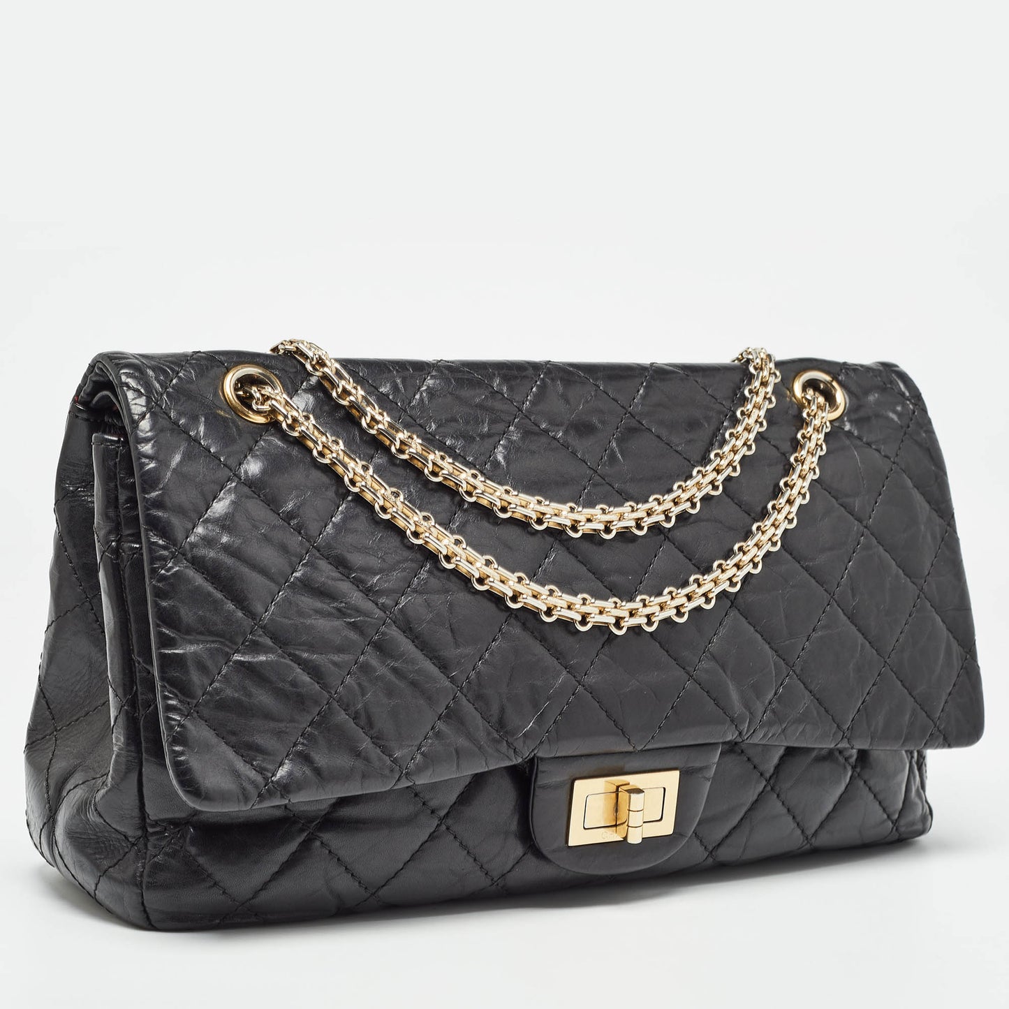 CHANEL Black Quilted Aged Leather 227 Reissue 2.55 Flap Bag
