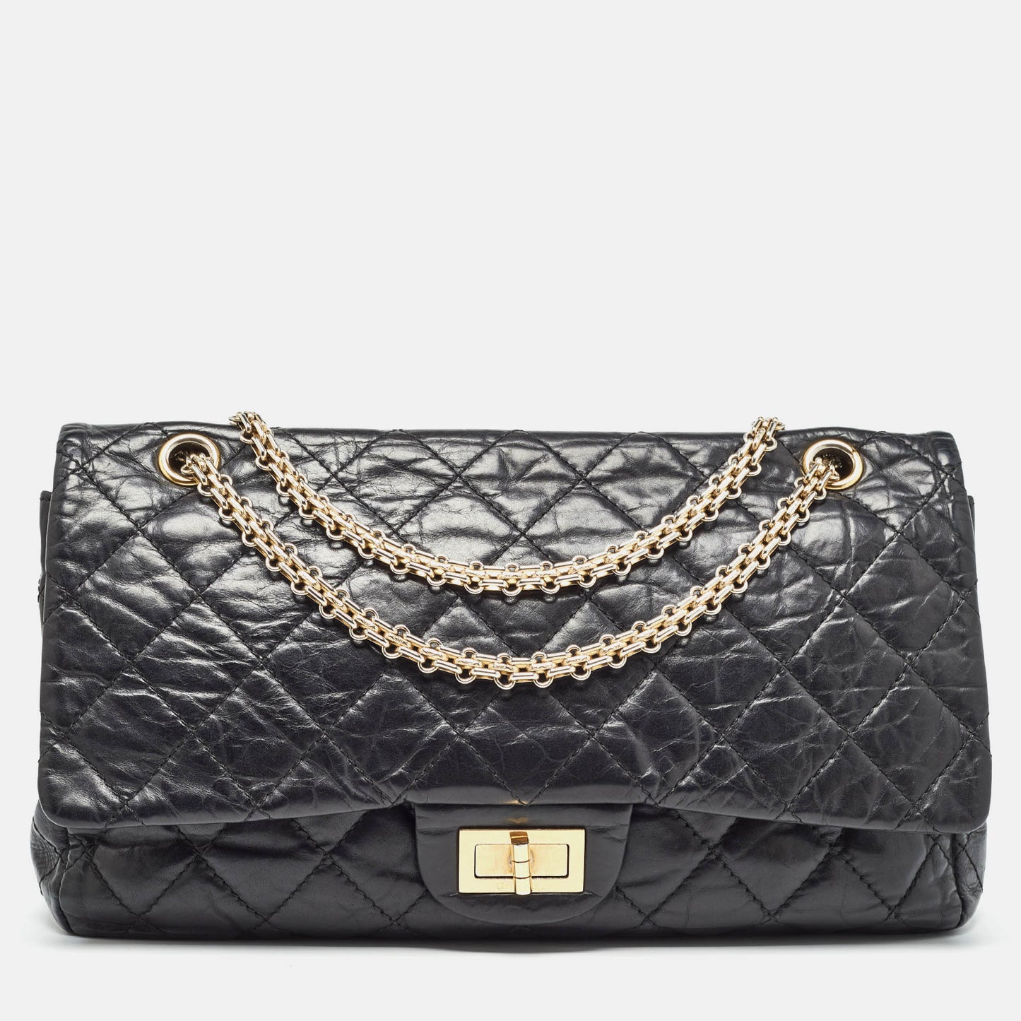 CHANEL Black Quilted Aged Leather 227 Reissue 2.55 Flap Bag