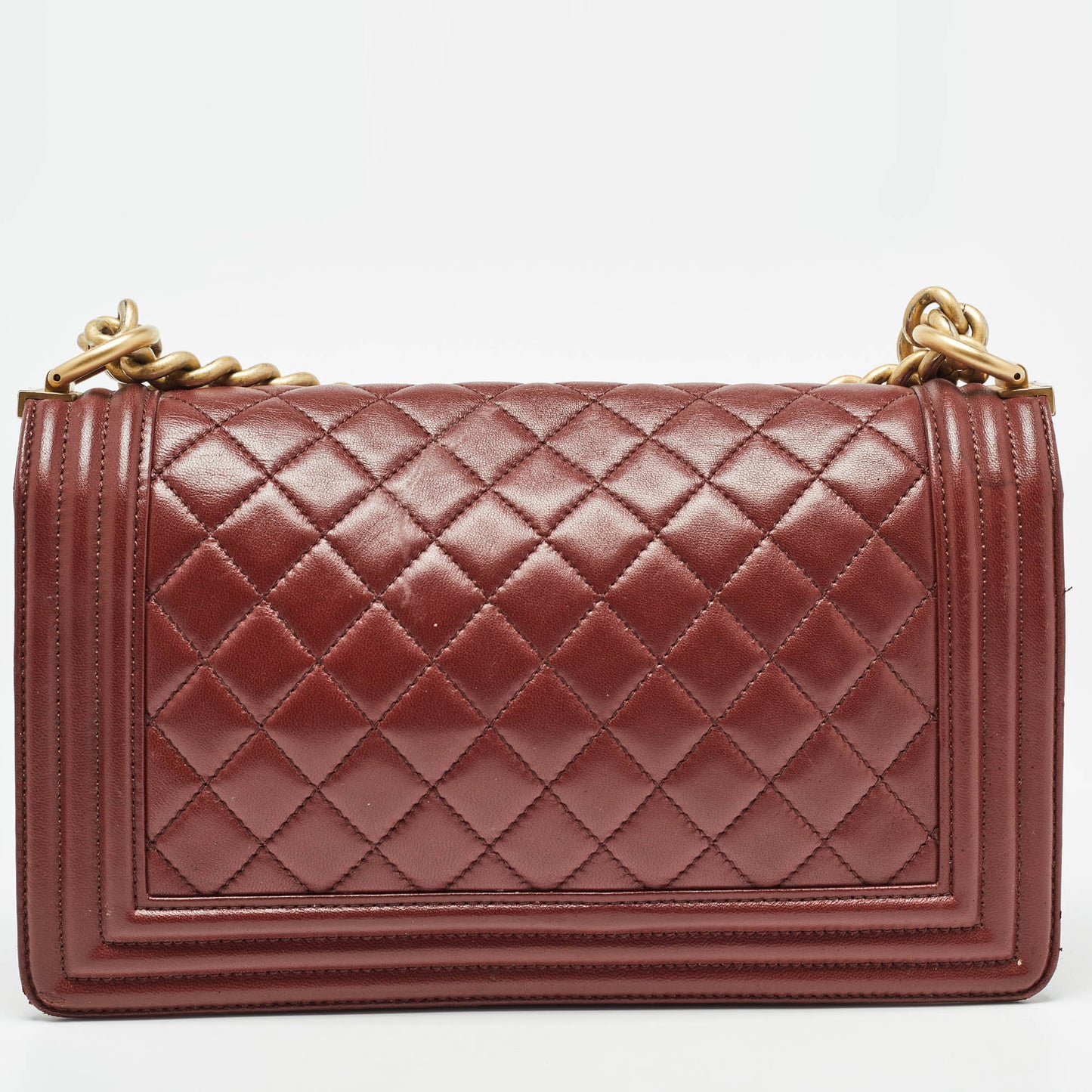 CHANEL Red Quilted Leather Medium Boy Flap Bag