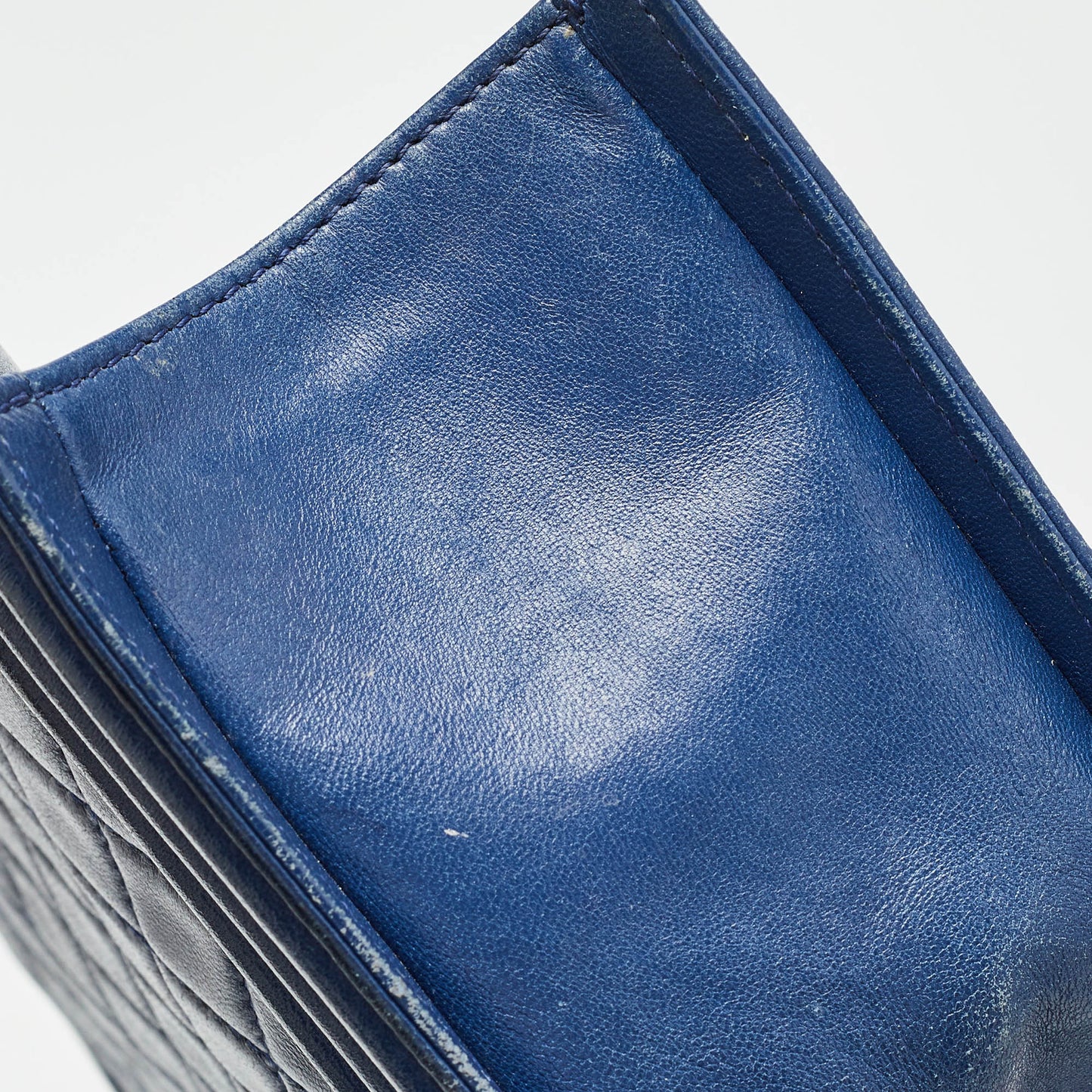CHANEL Blue Quilted Leather Medium Boy Flap Bag