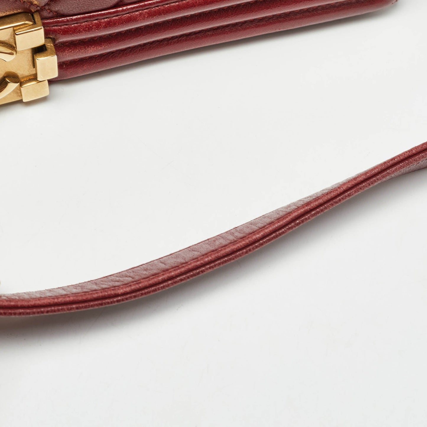 CHANEL Red Quilted Leather New Medium Boy Bag