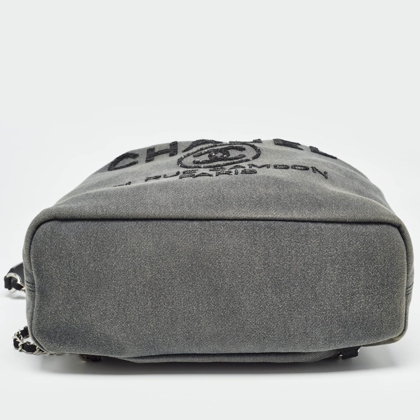 CHANEL Dark Grey Denim Sequins Deauville Backpack