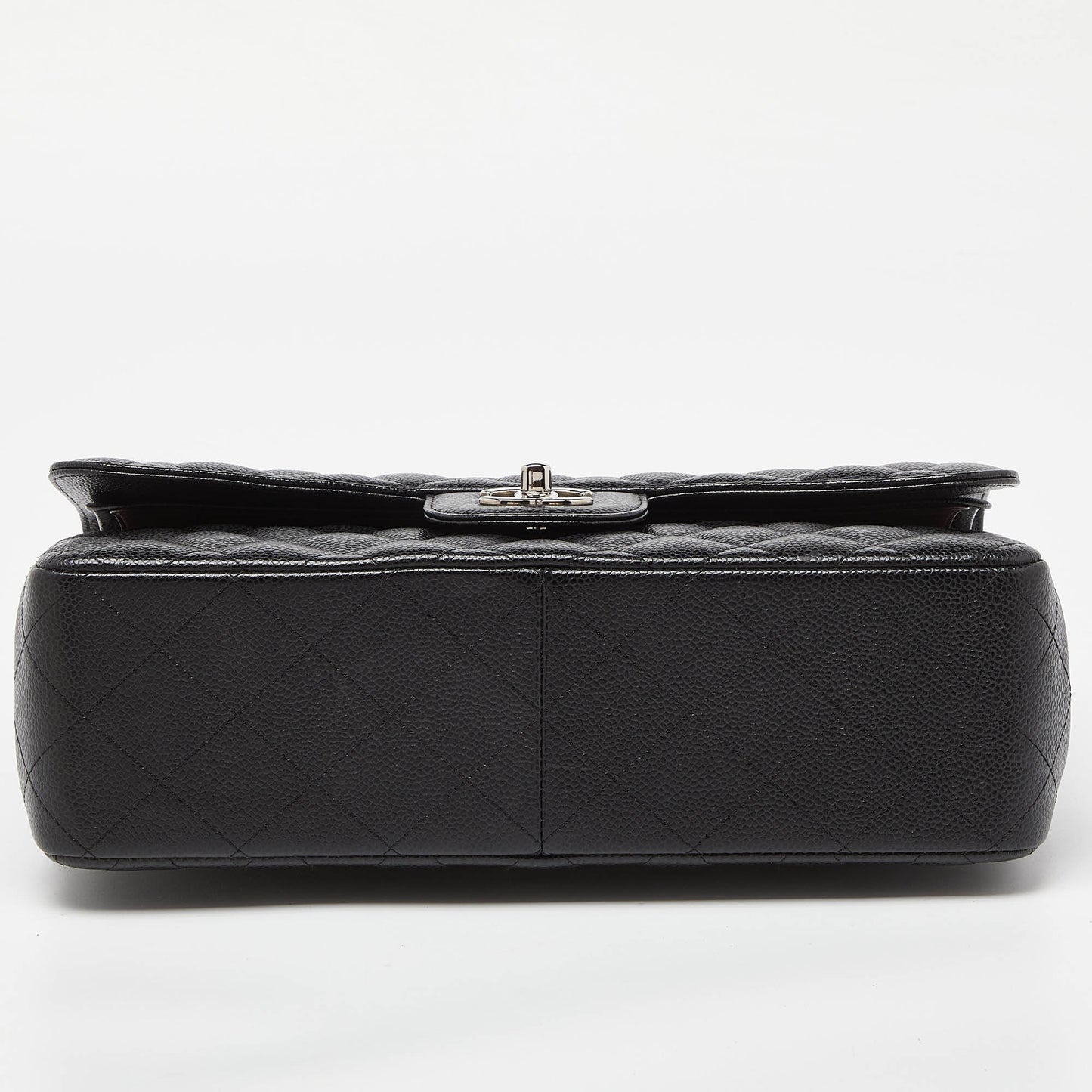 CHANEL Black Caviar Quilted Leather Jumbo Classic Double Flap Bag