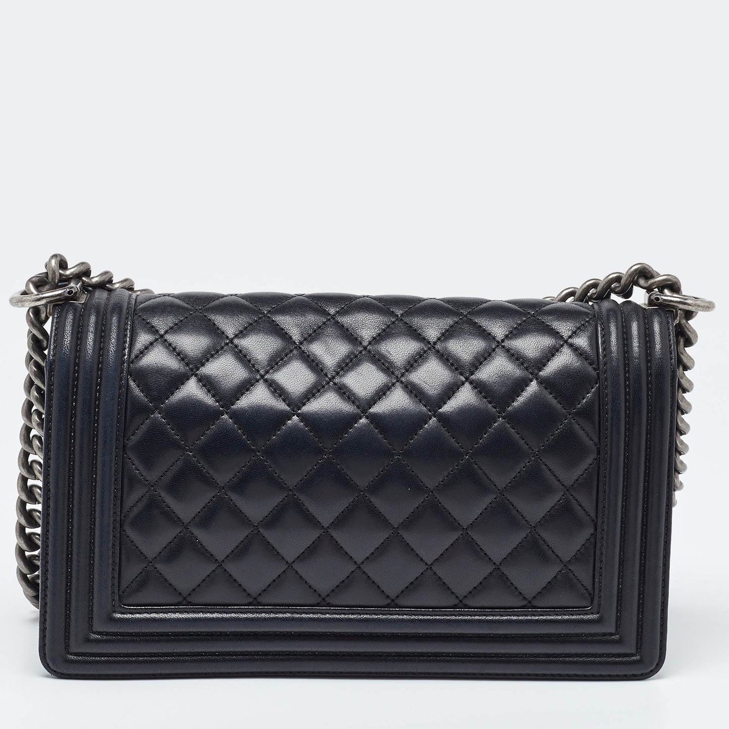 CHANEL Black Quilted Leather Medium Boy Flap Bag