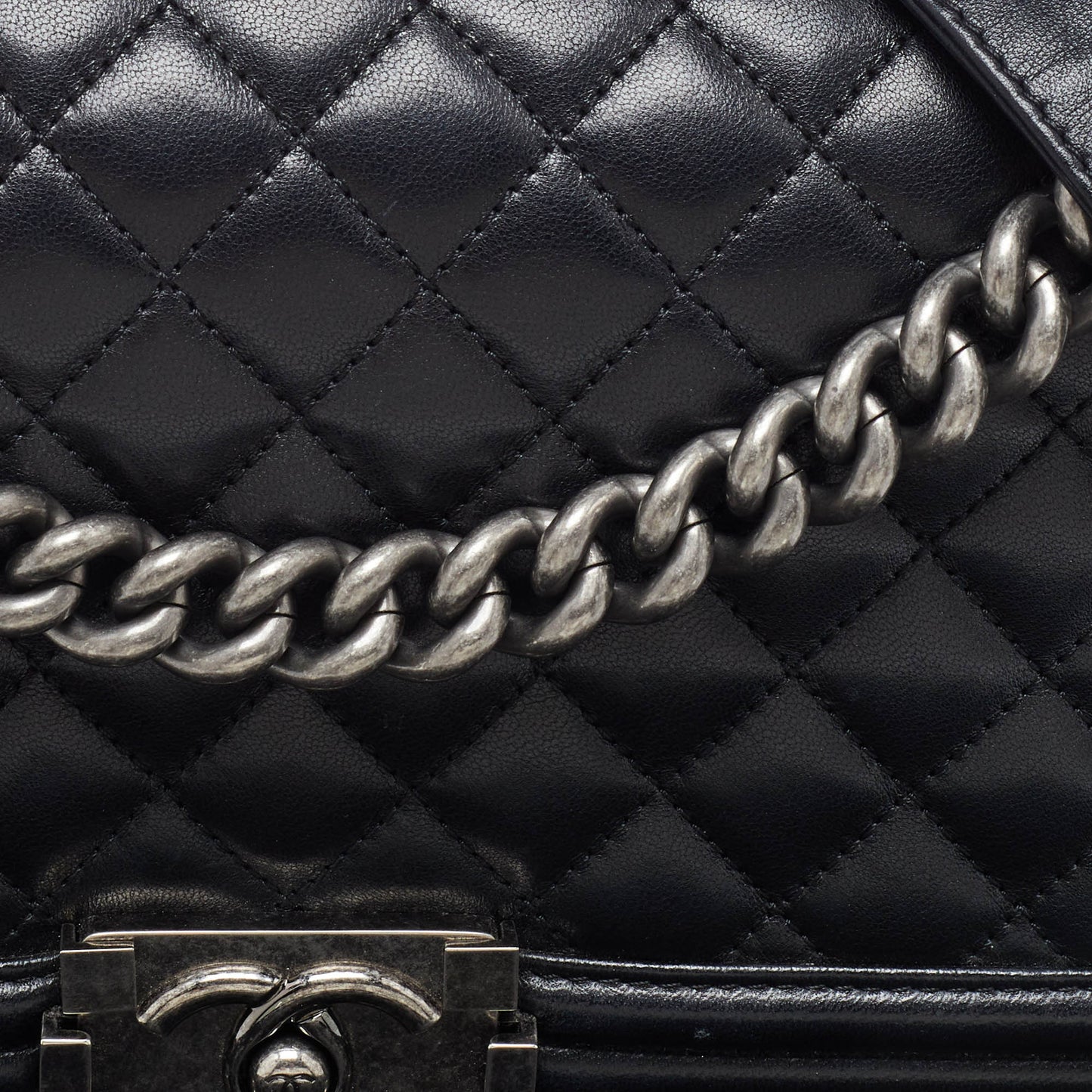 CHANEL Black Quilted Leather Medium Boy Flap Bag
