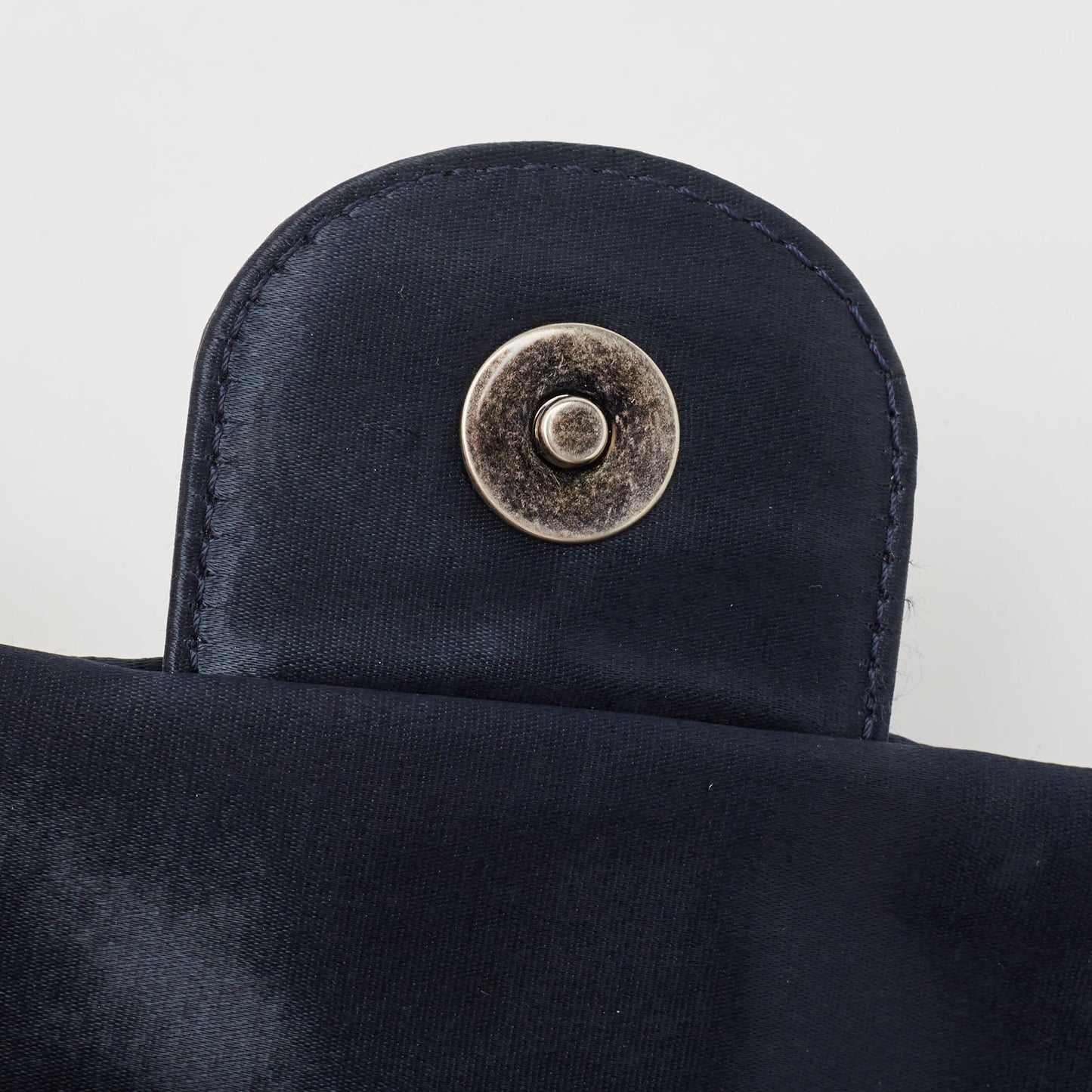 CHANEL Navy Blue Quilted Satin Medium Classic Single Flap Bag