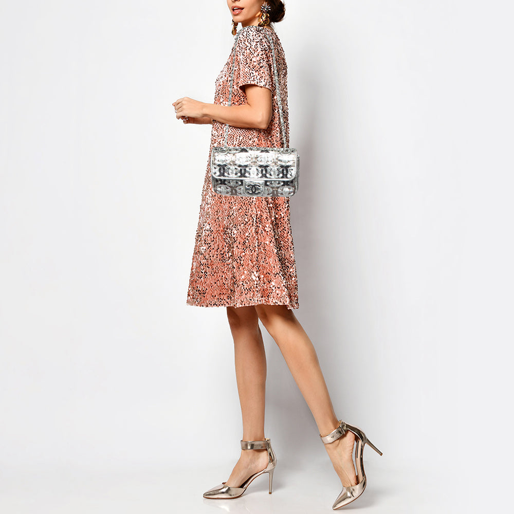 CHANEL Metallic Gold/Silver Leather Medium CC Cutout Flap Bag