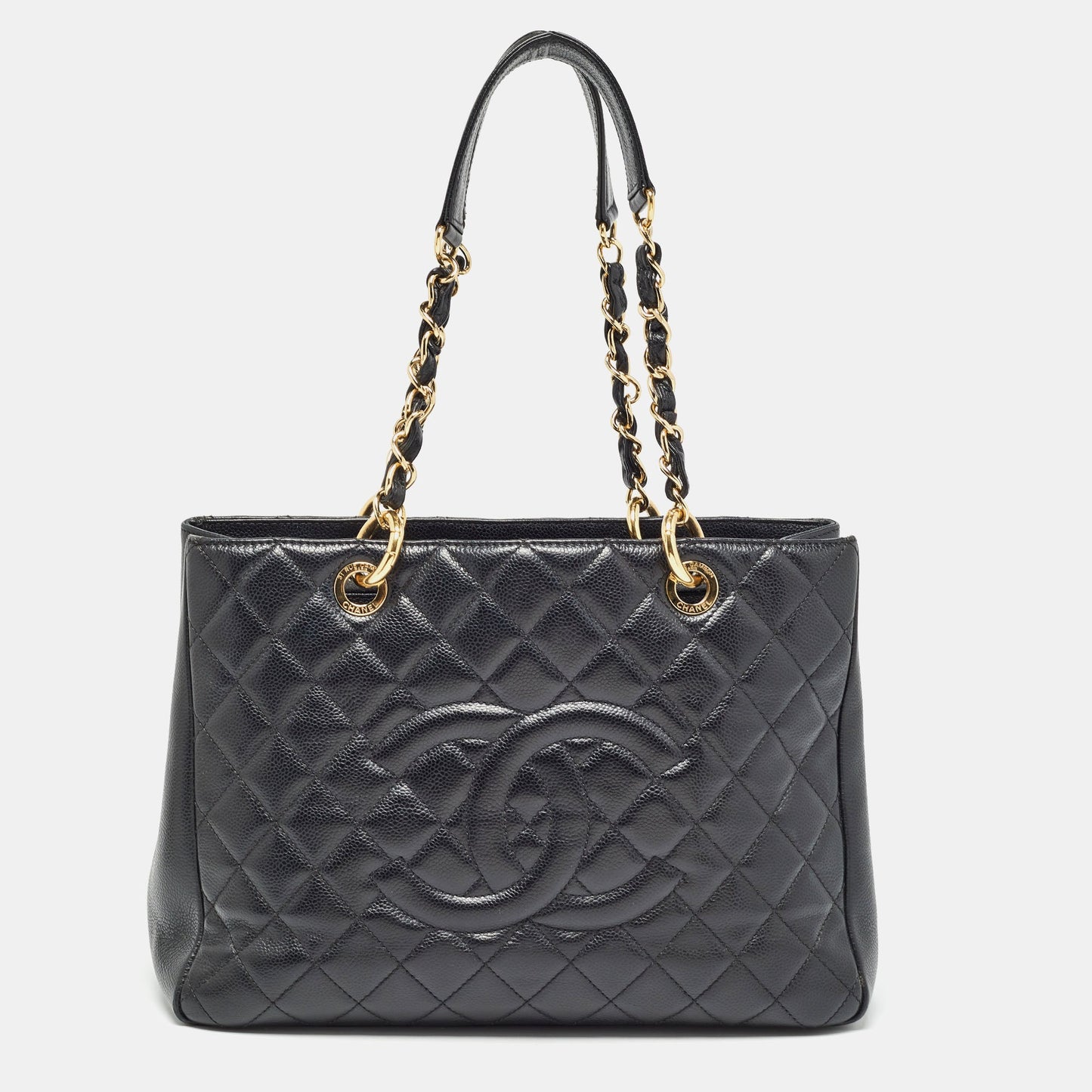 CHANEL Black Quilted Caviar Leather Grand Shopping Tote