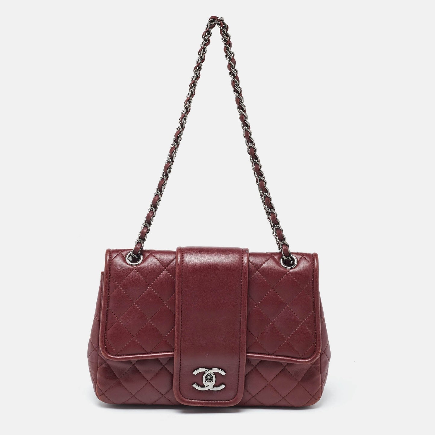 CHANEL Burgundy Quilted Leather Elementary Chic Flap Bag