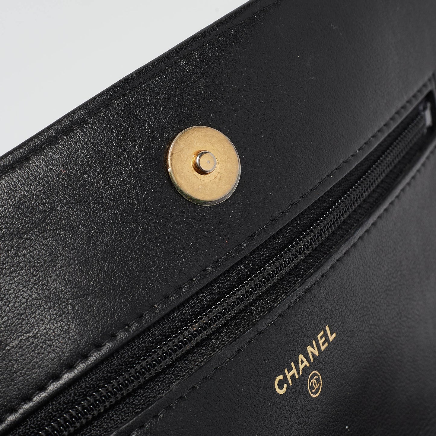 CHANEL Black Quilted Leather Pearl WOC Bag