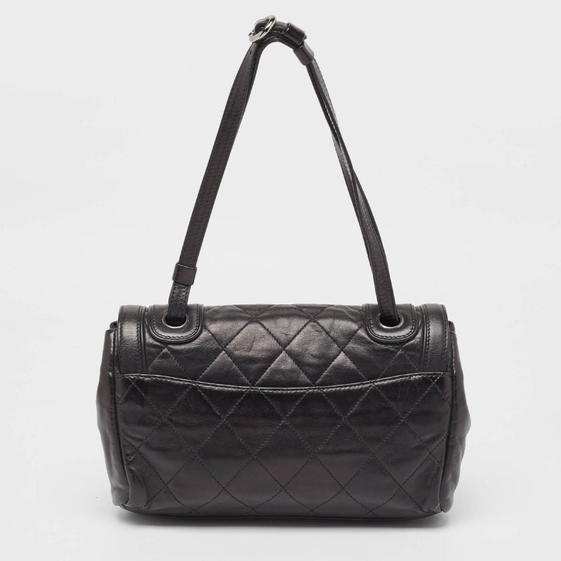 CHANEL Black Quilted Leather Mademoiselle Shoulder Bag