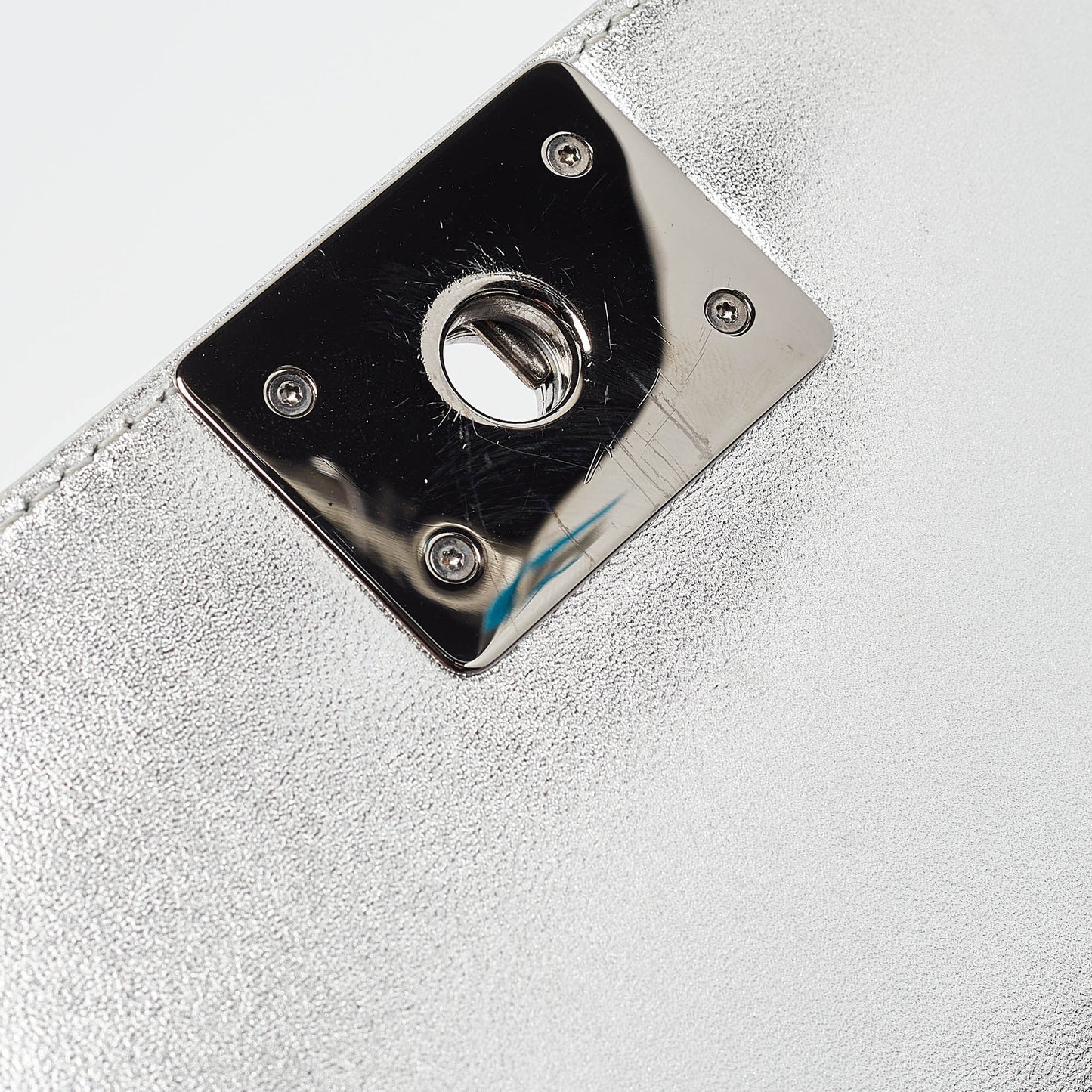CHANEL Grey Quilted Patent Leather Small Boy Flap Bag