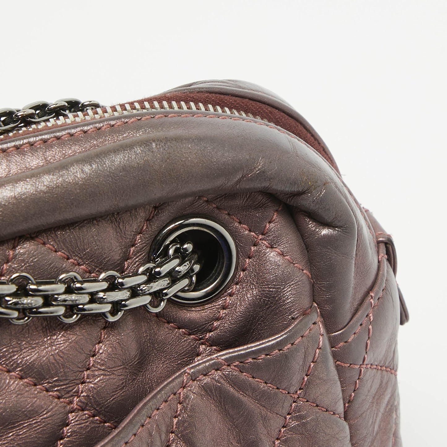 CHANEL Metallic Pink Quilted Leather Reissue 2.55 Camera Bag