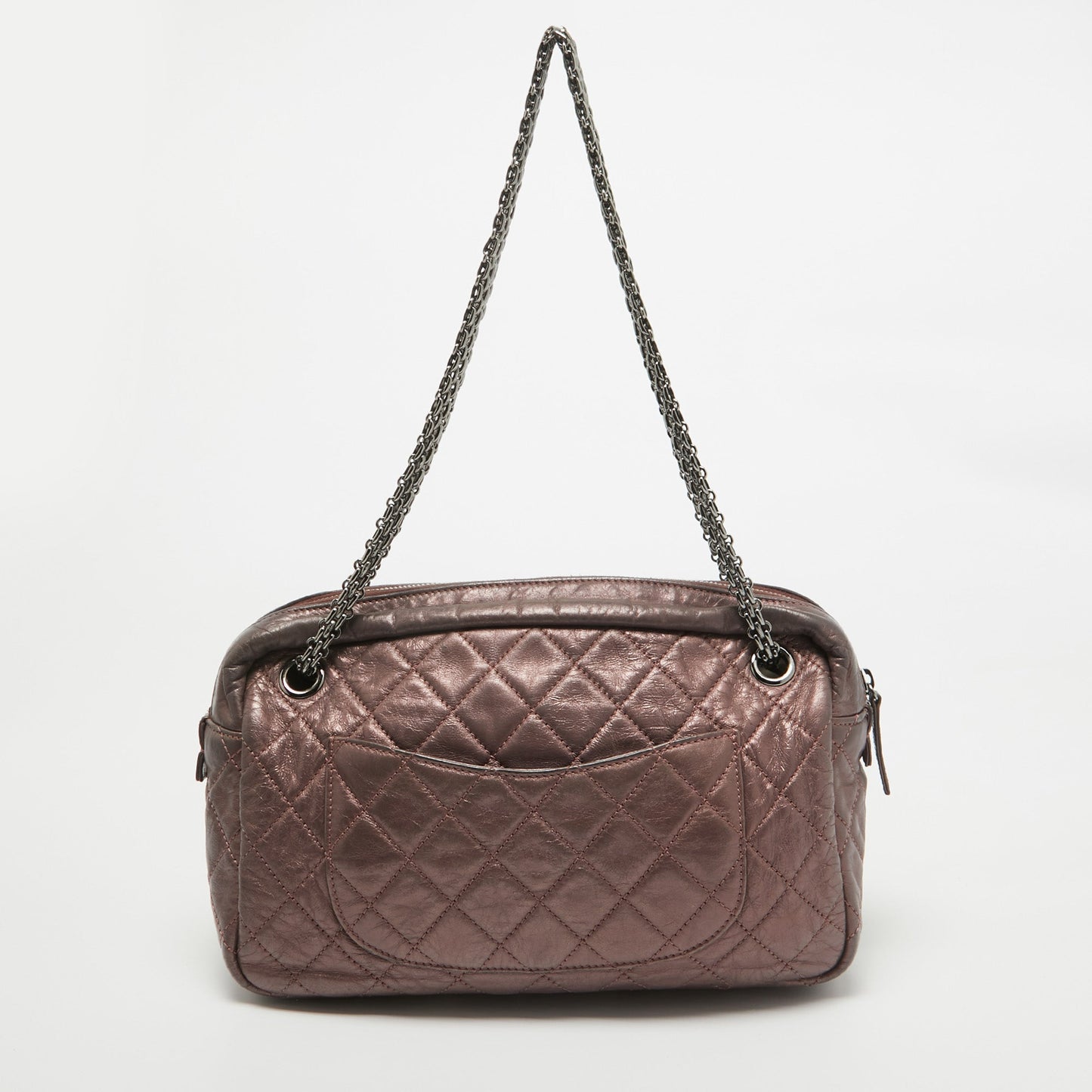 CHANEL Metallic Pink Quilted Leather Reissue 2.55 Camera Bag