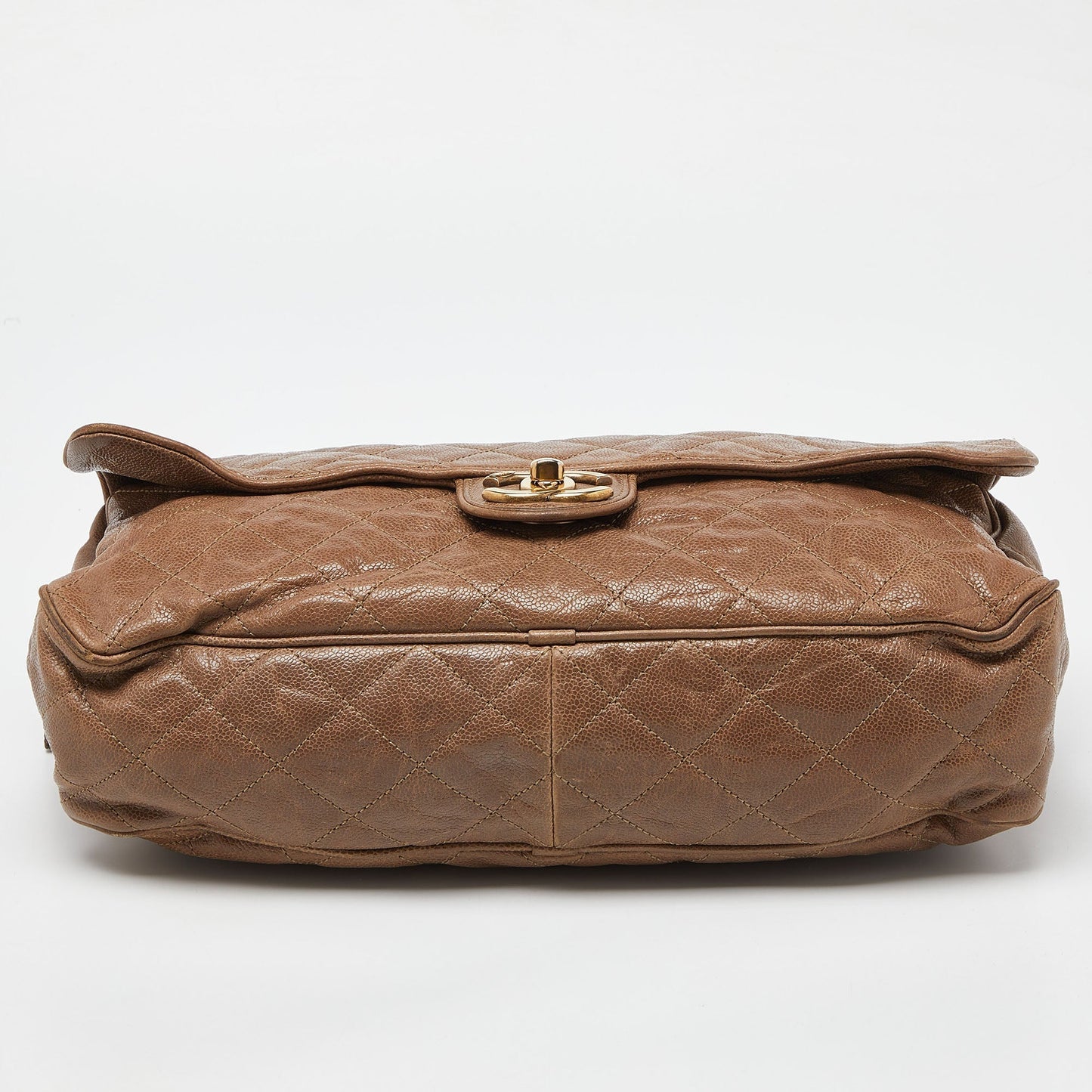 CHANEL Brown Quilted Caviar Leather Large Shiva Flap Bag