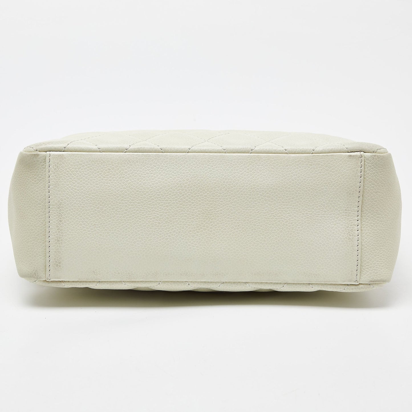 CHANEL Ivory Quilted Caviar Leather Petite Shopping Tote