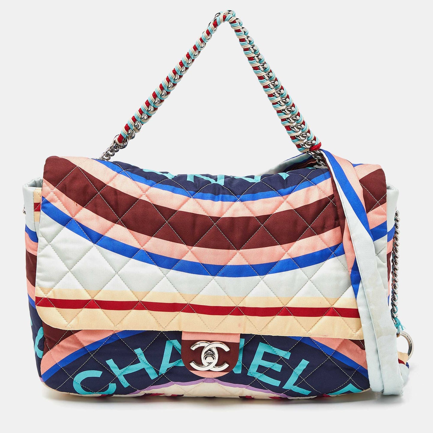 CHANEL Multicolor Printed Fabric CC Flap Bag