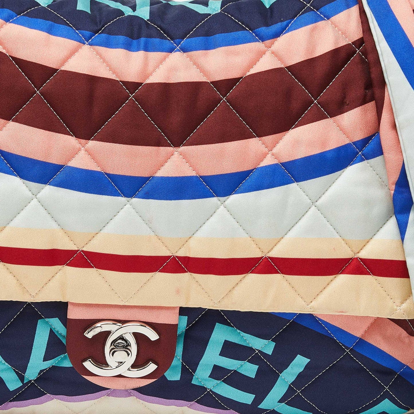 CHANEL Multicolor Printed Fabric CC Flap Bag