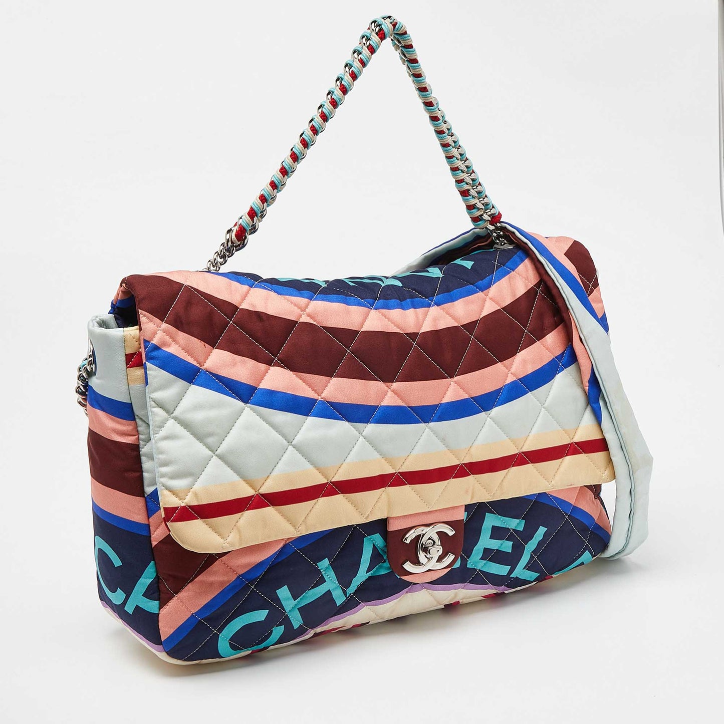 CHANEL Multicolor Printed Fabric CC Flap Bag