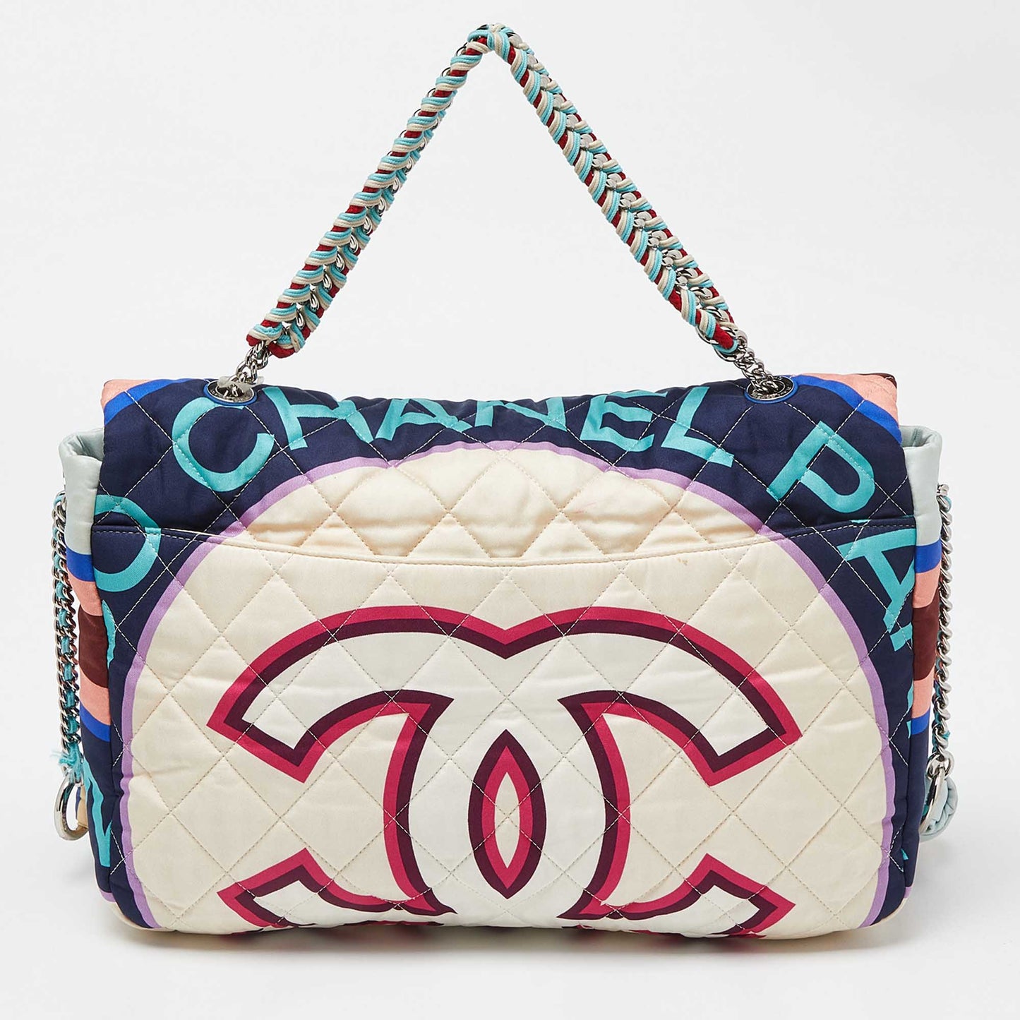 CHANEL Multicolor Printed Fabric CC Flap Bag