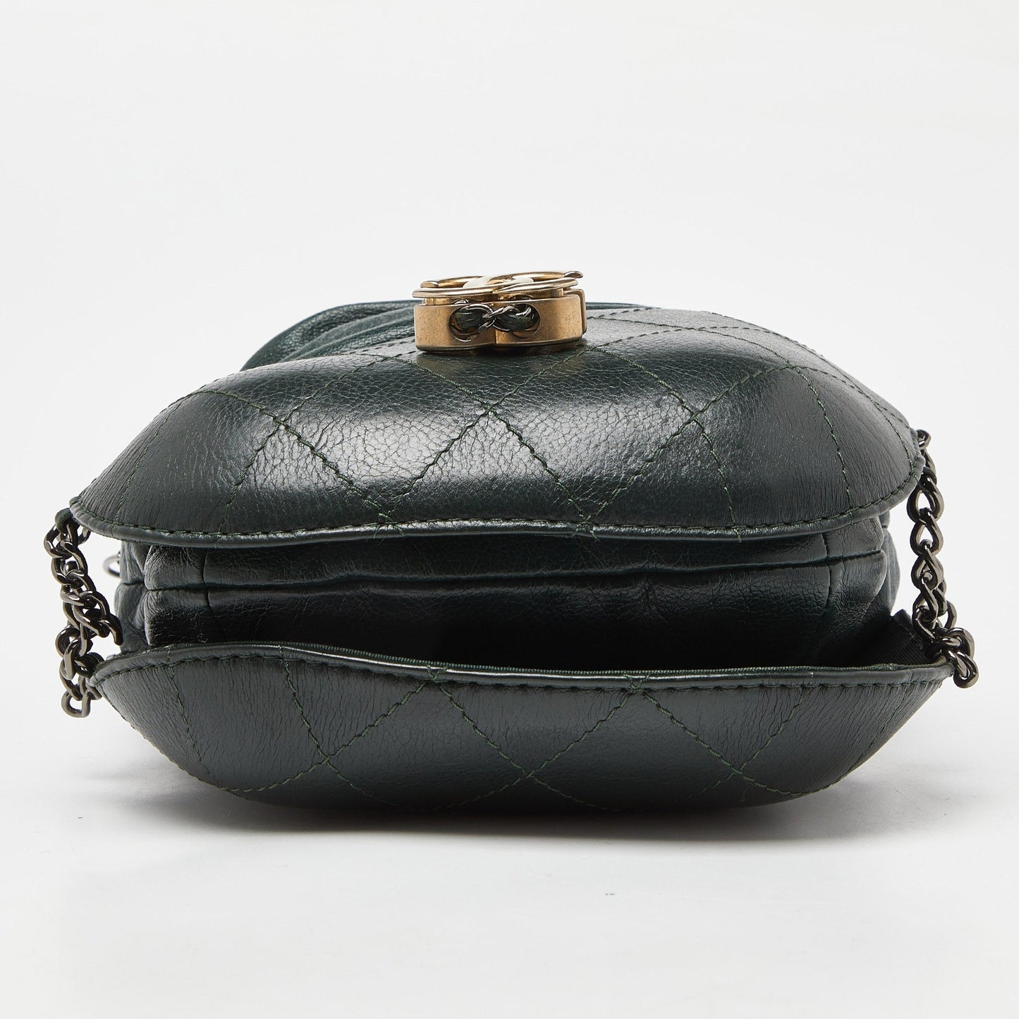 CHANEL Green Quilted Leather Small Gabrielle Bucket Bag