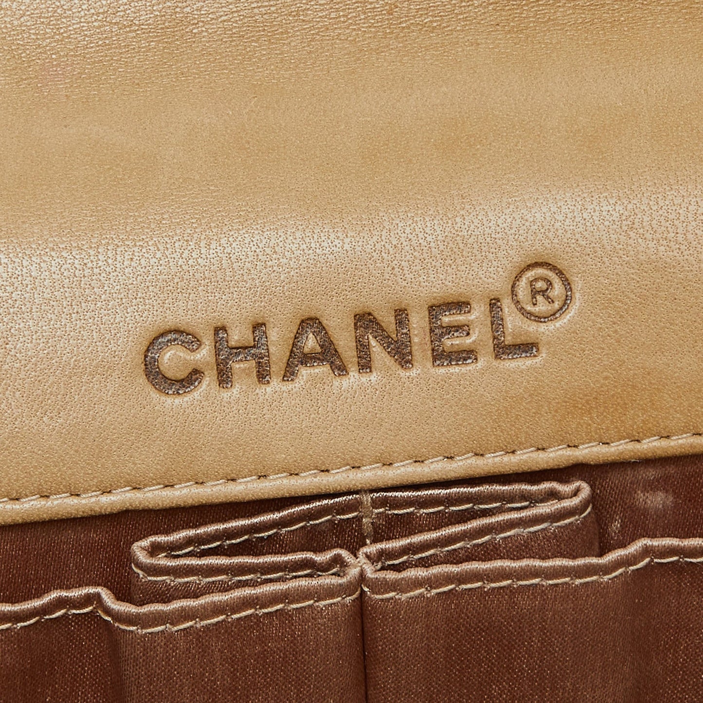 CHANEL Beige Chocolate Bar Quilted Leather East West Flap Bag