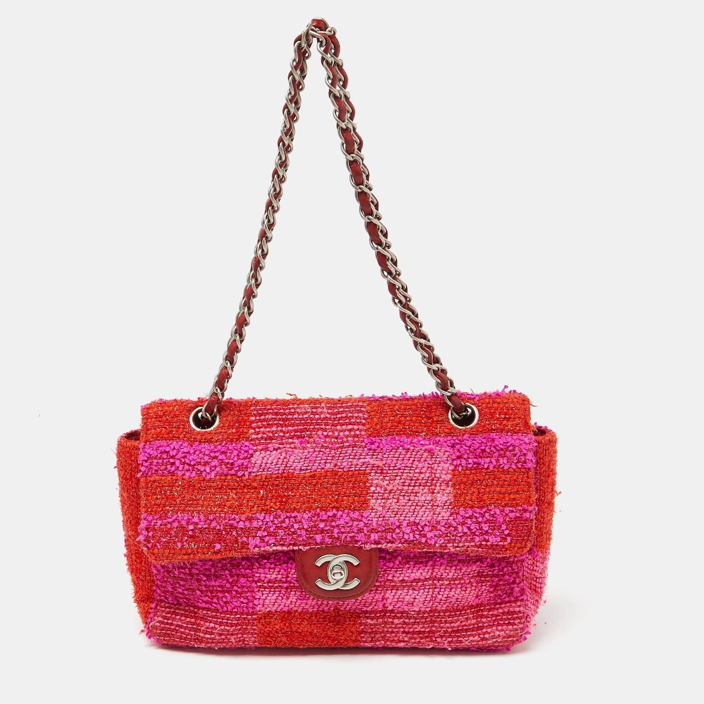 CHANEL Multicolor Tweed Medium Classic Single Flap Bag