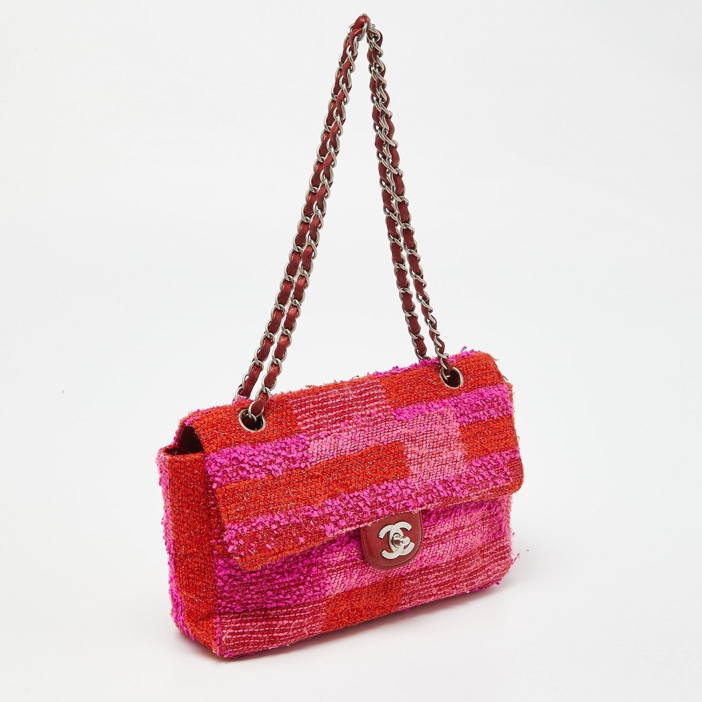 CHANEL Multicolor Tweed Medium Classic Single Flap Bag