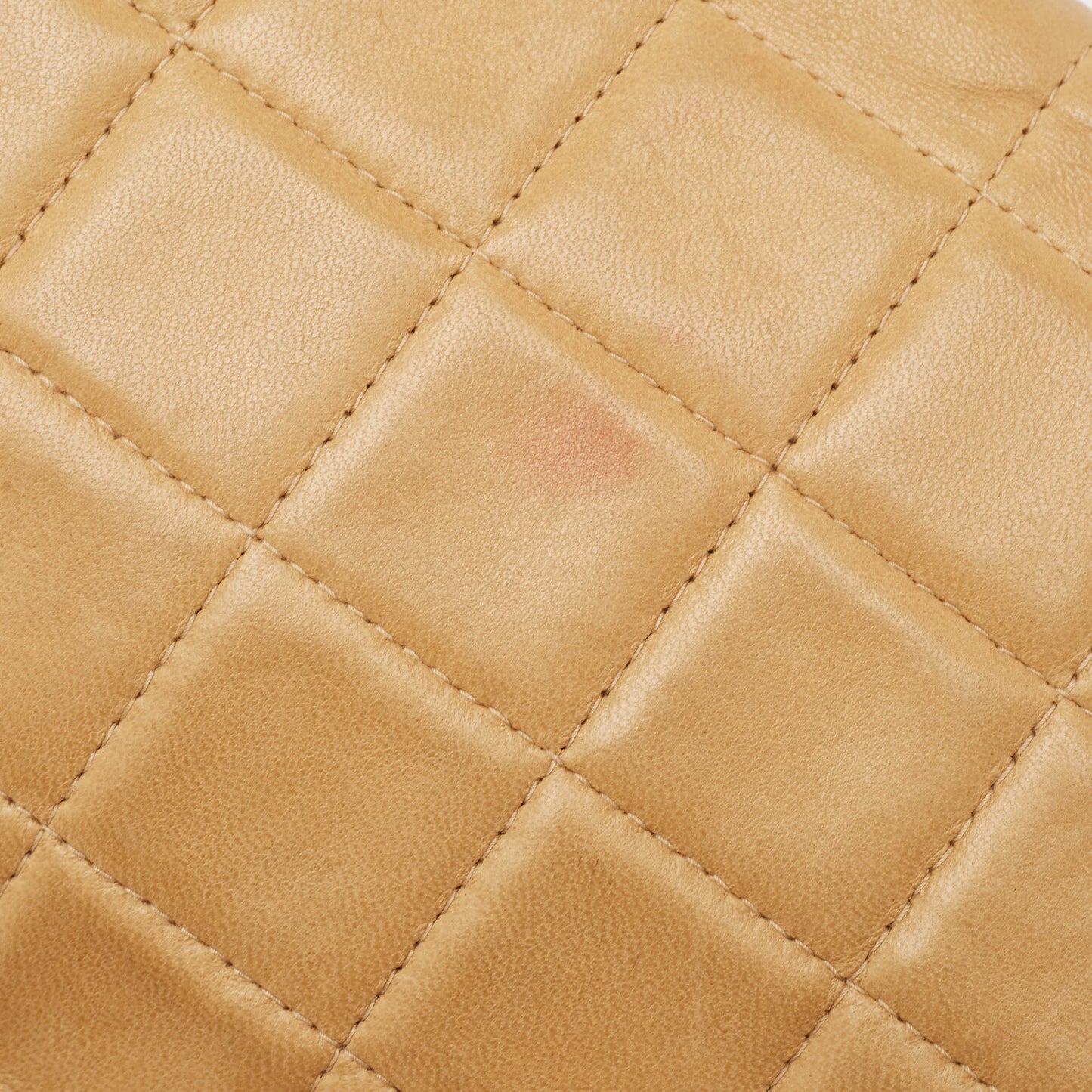CHANEL Beige Chocolate Bar Leather East-West Flap Bag