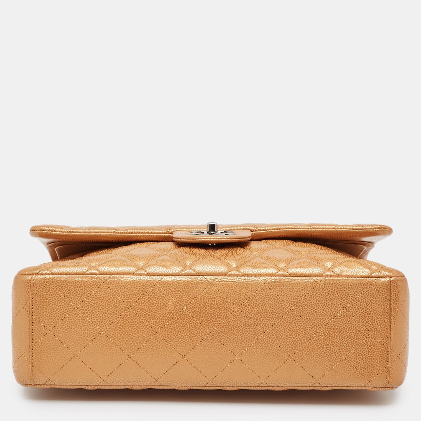 CHANEL Orange Quilted Caviar Leather Maxi Classic Double Flap Bag