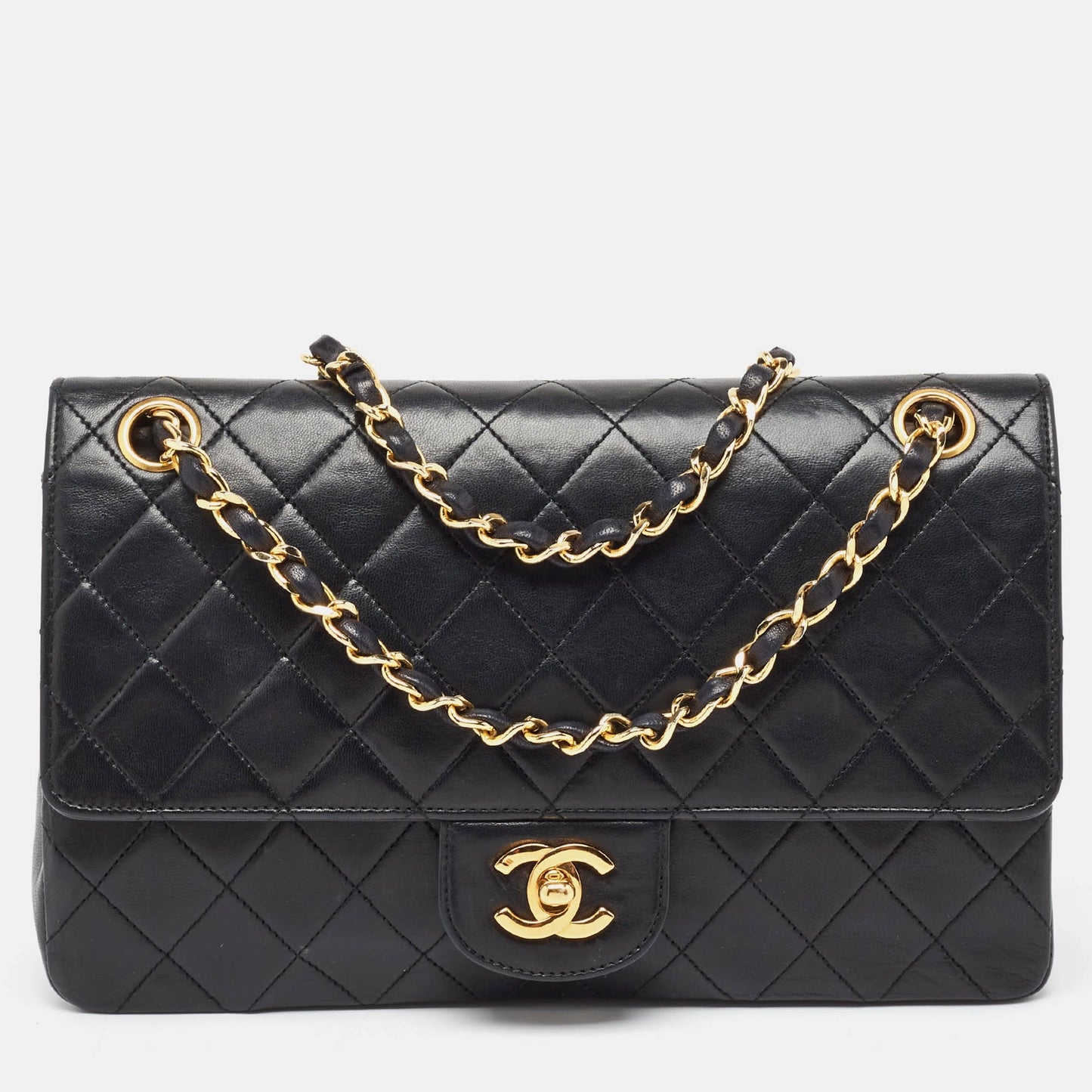 CHANEL Black Quilted Leather Medium Classic Double Flap Bag