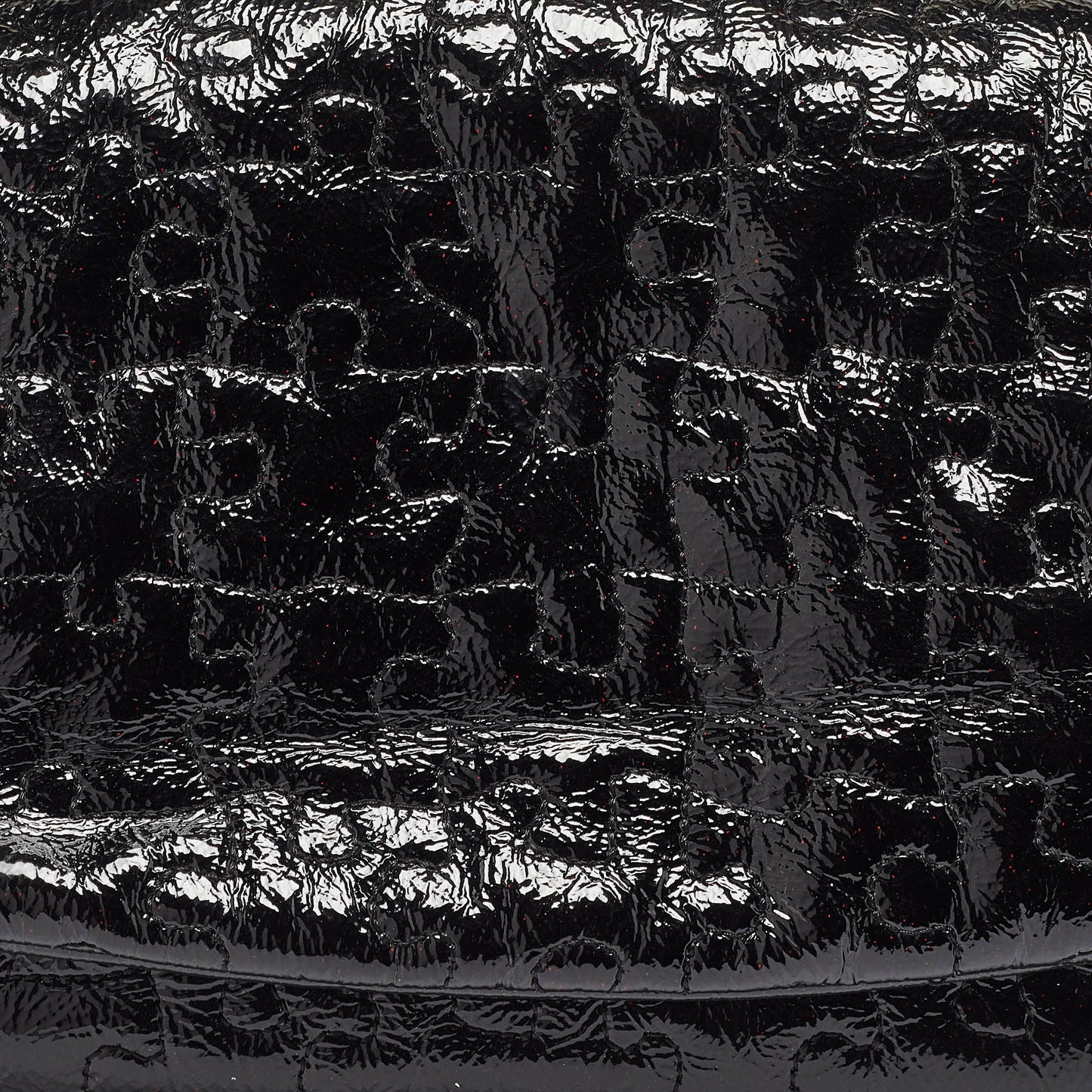 CHANEL Black Patent Leather Puzzle Accordion Flap Bag