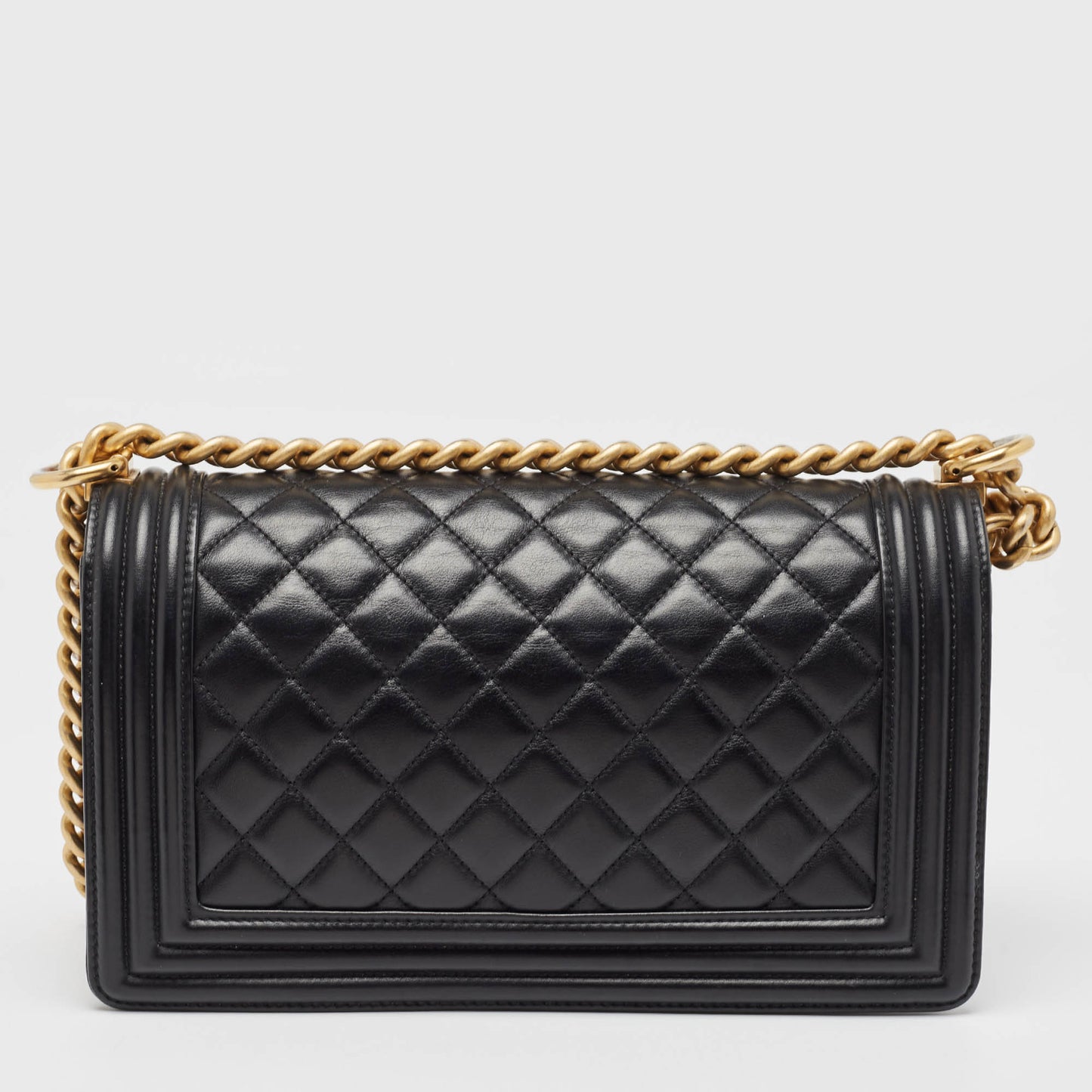 CHANEL Black Quilted Leather Medium Boy Flap Bag