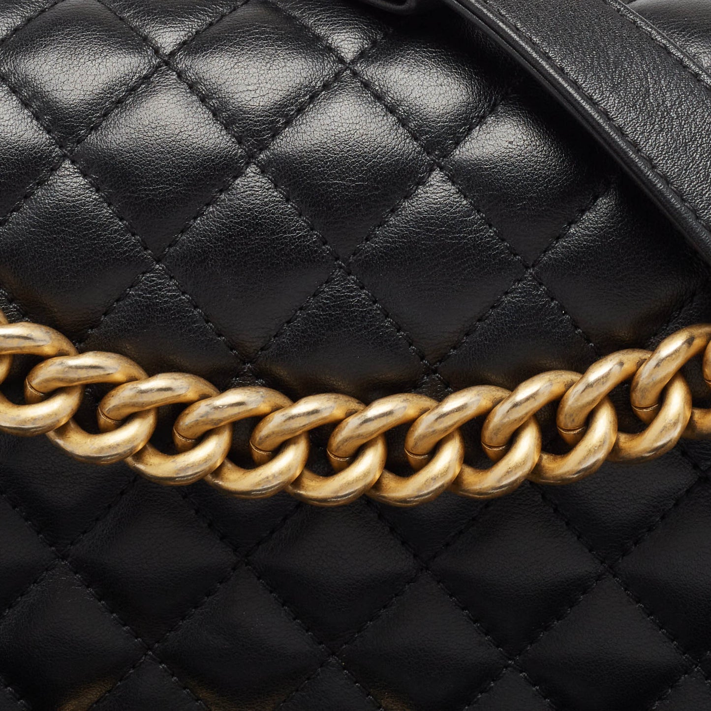CHANEL Black Quilted Leather Medium Boy Flap Bag