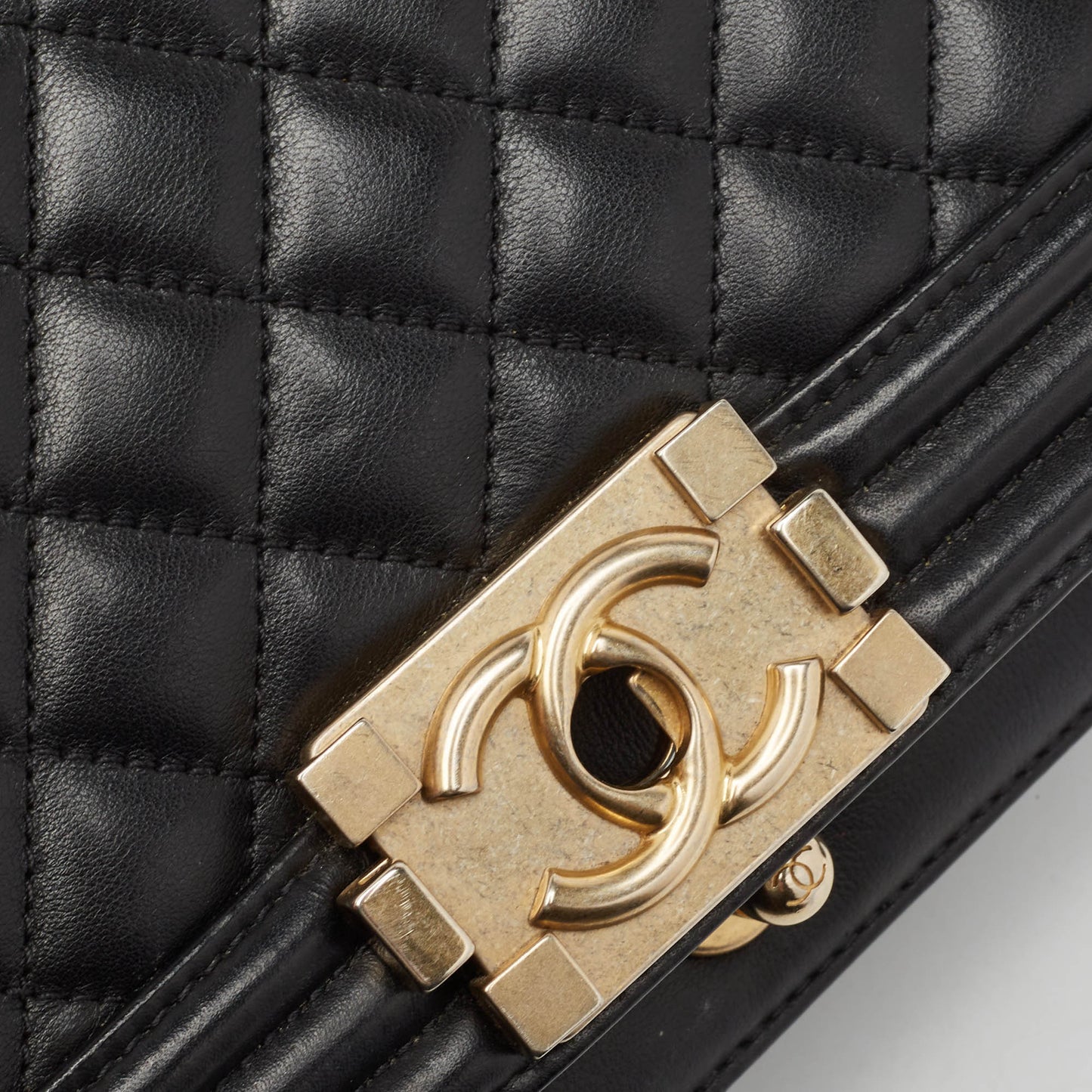 CHANEL Black Quilted Leather Medium Boy Flap Bag