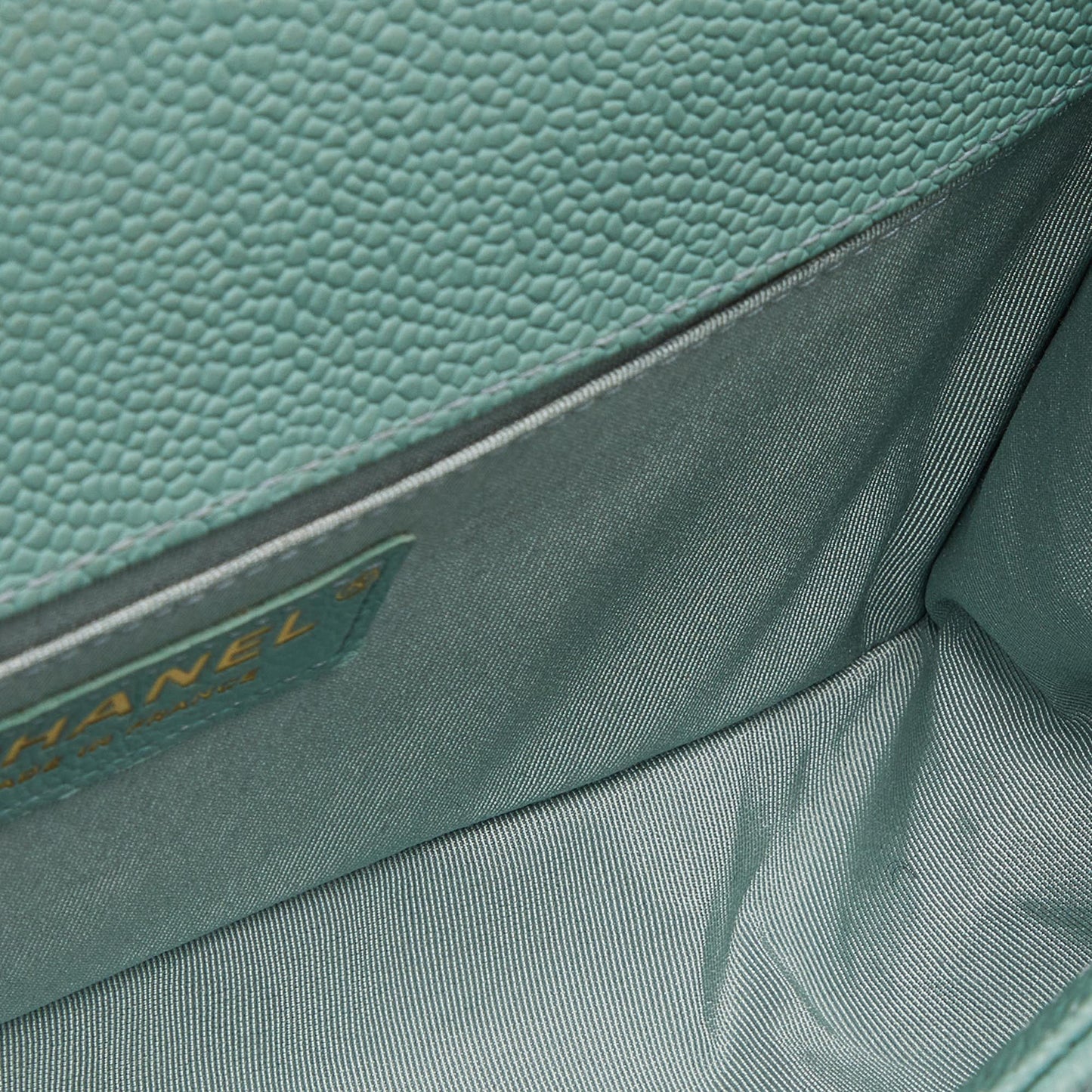 CHANEL Green Quilted Caviar Leather Medium Boy Flap Bag