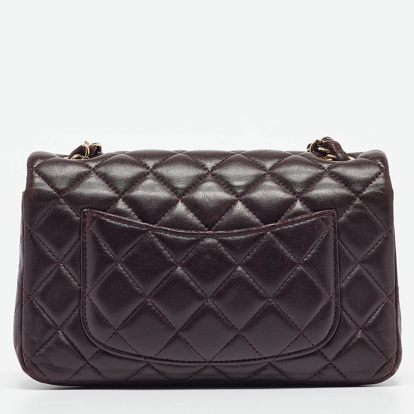 CHANEL Plum Quilted Leather Rectangular Classic Flap Bag