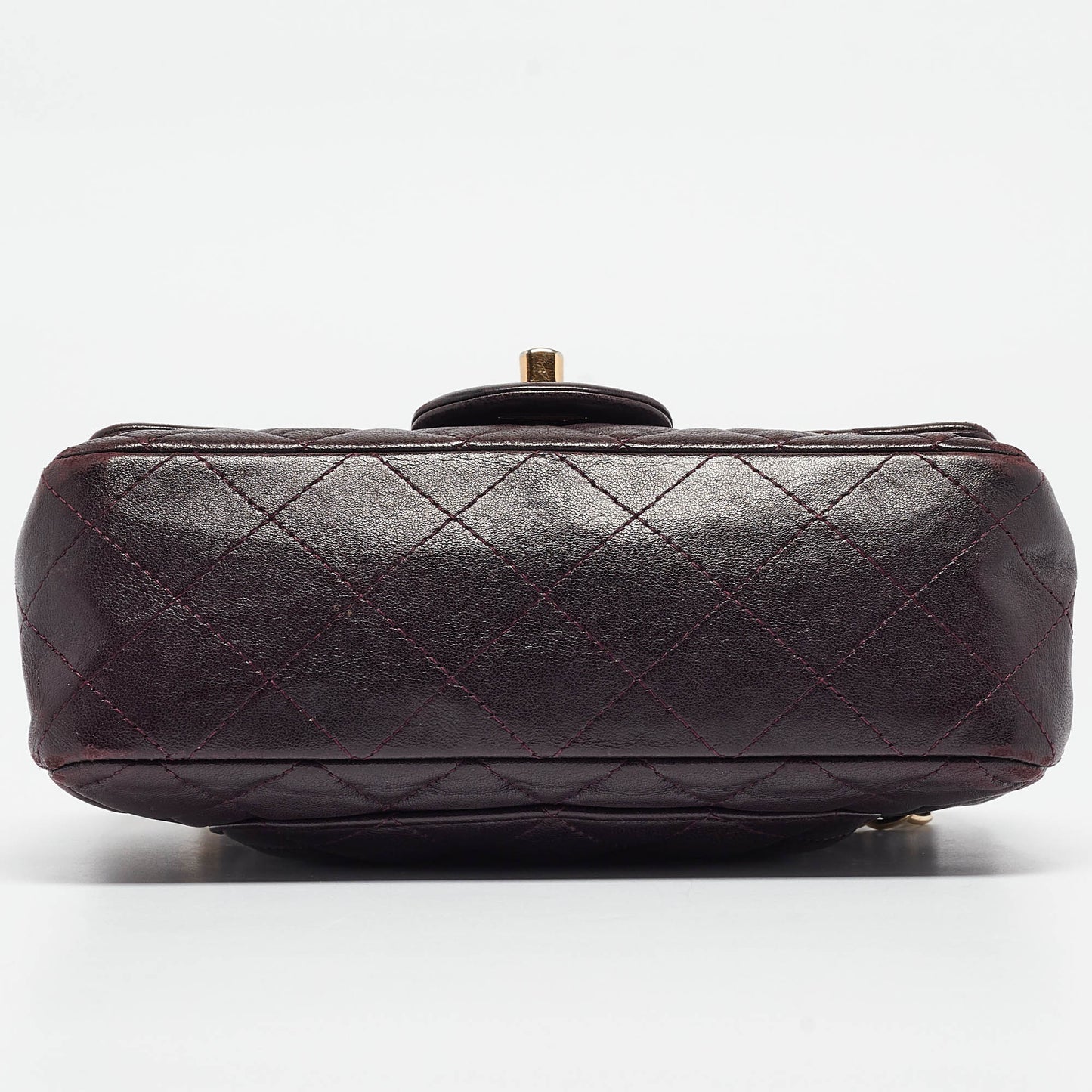 CHANEL Plum Quilted Leather Rectangular Classic Flap Bag