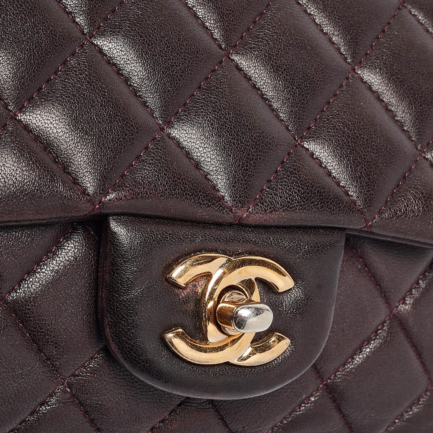 CHANEL Plum Quilted Leather Rectangular Classic Flap Bag