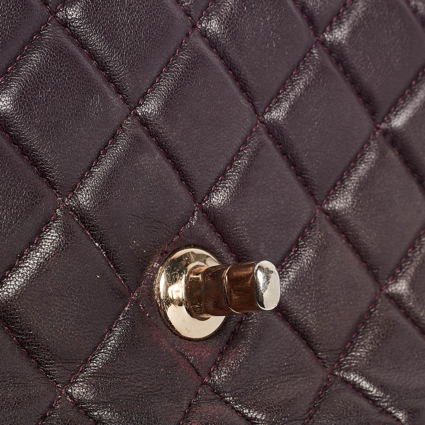 CHANEL Plum Quilted Leather Rectangular Classic Flap Bag