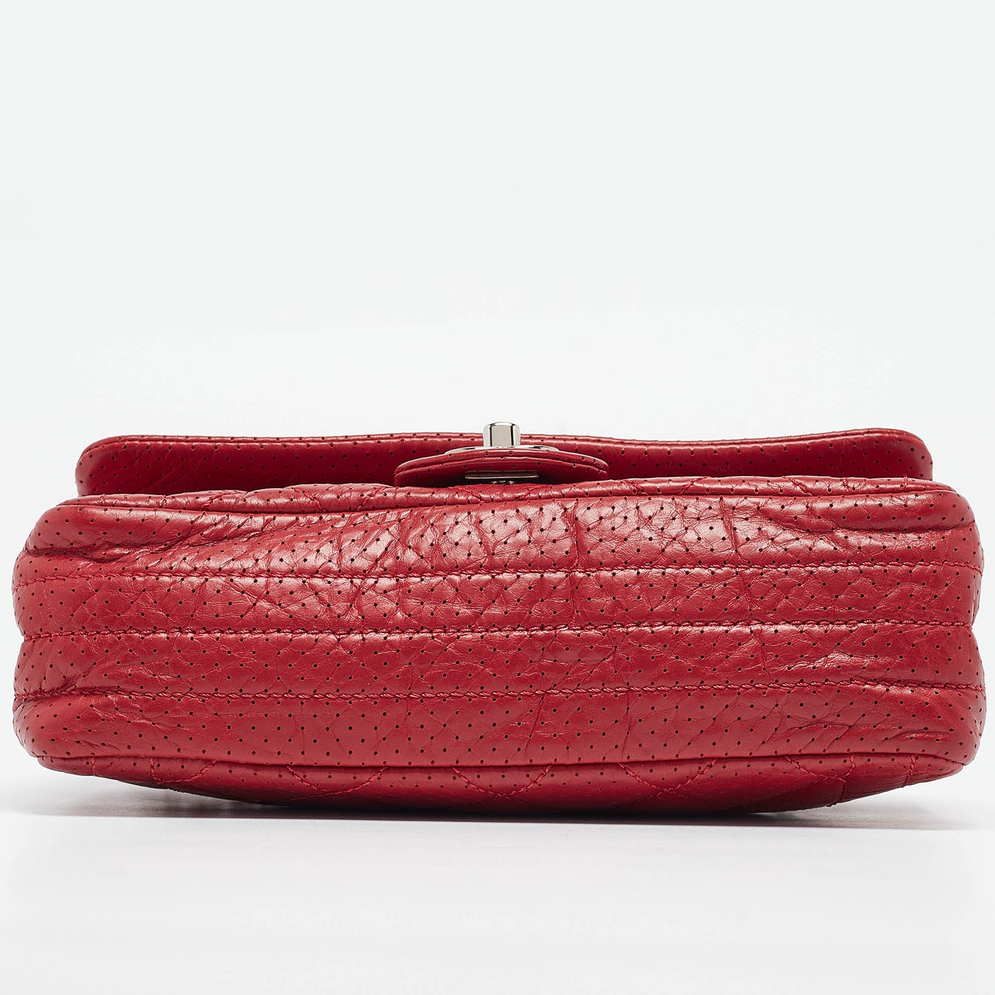 CHANEL Red Perforated Leather CC Flap Bag