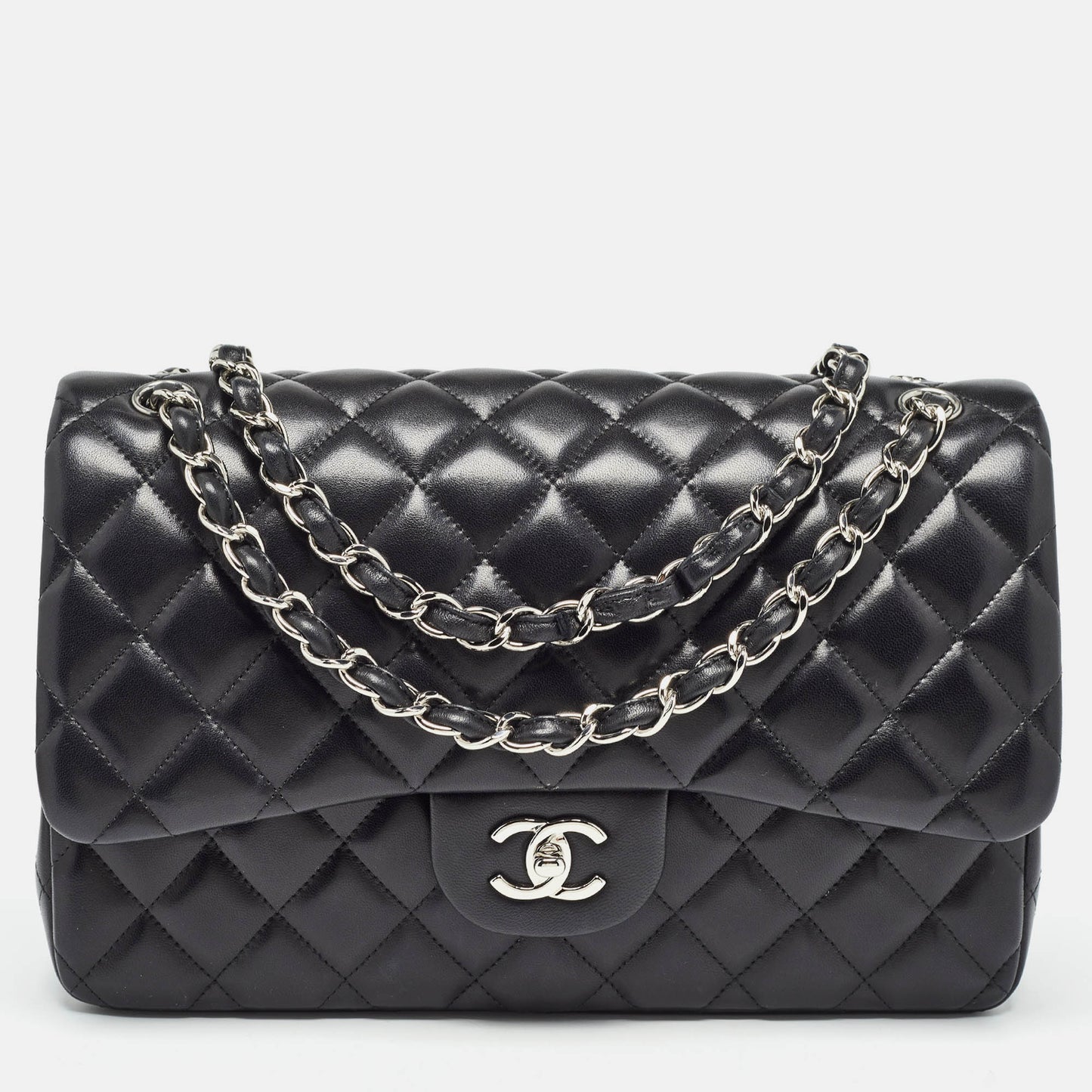 CHANEL Black Quilted Leather Jumbo Classic Double Flap Bag