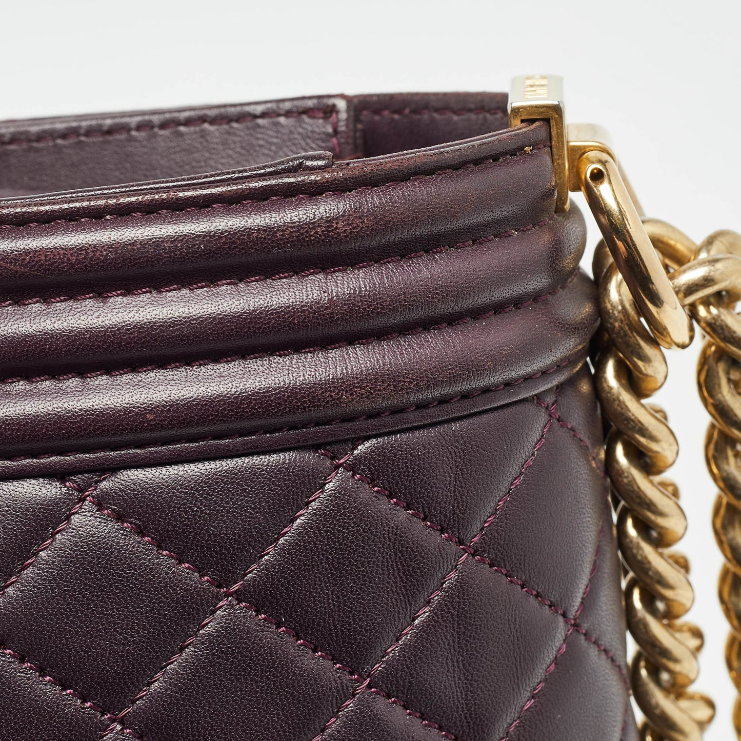 CHANEL Plum Quilted Leather New Medium Boy Shoulder Bag