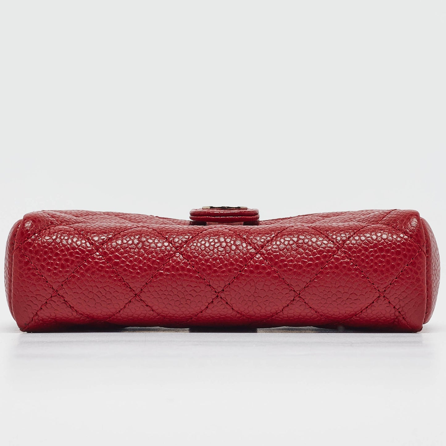 CHANEL Red Quilted Caviar Leather CC O Phone Pouch
