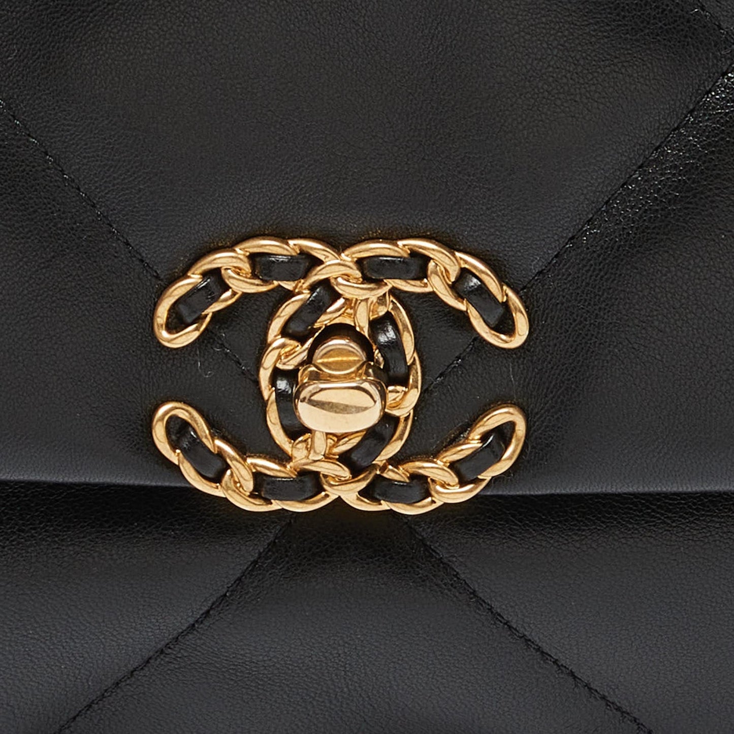 CHANEL Black Quilted Leather Small 19 Flap Bag